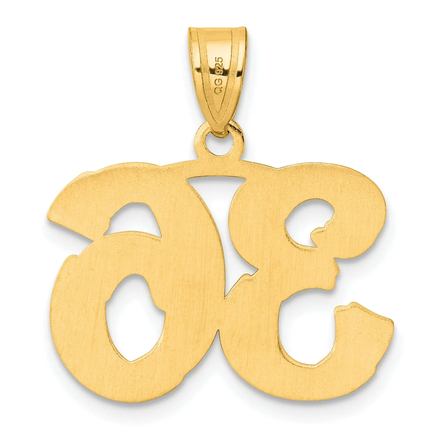 14k Yellow Gold Polished Etched Finish Number 36 Charm Pendant