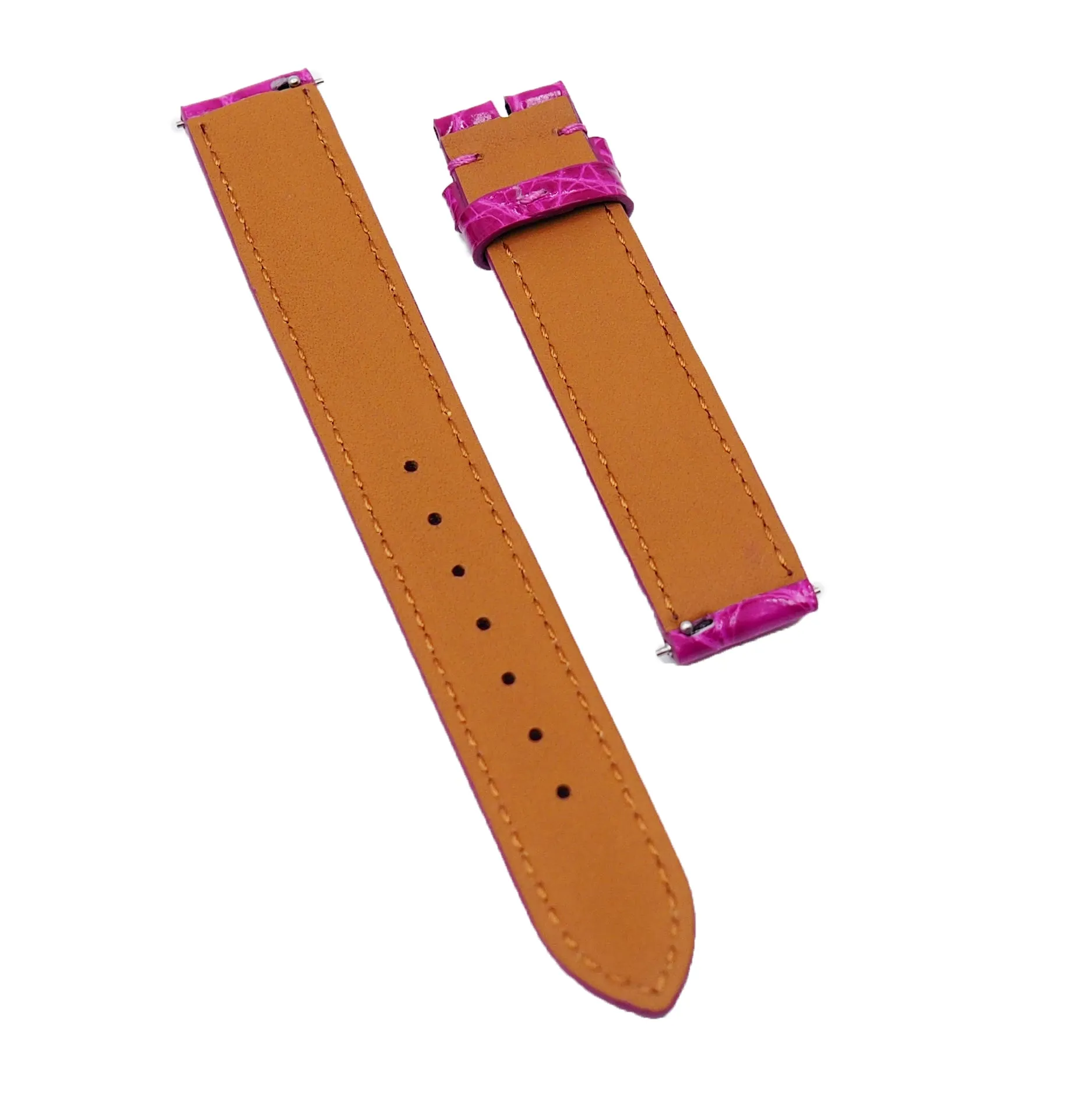 18mm, 19mm, 20mm, 21mm, 22mm Magenta Pink Alligator Leather Watch Strap, Small Scale Pattern