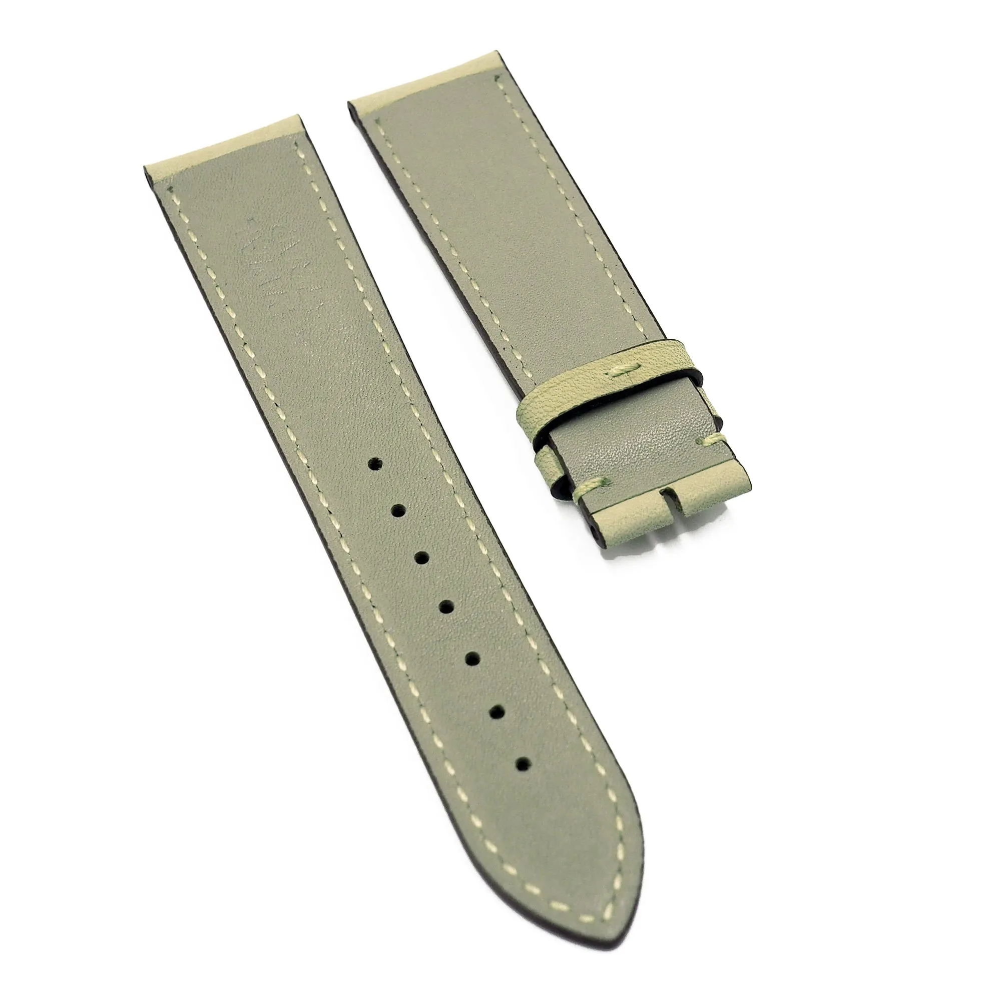 21mm Cream Yellow Pin Grain Calf Leather Watch Strap