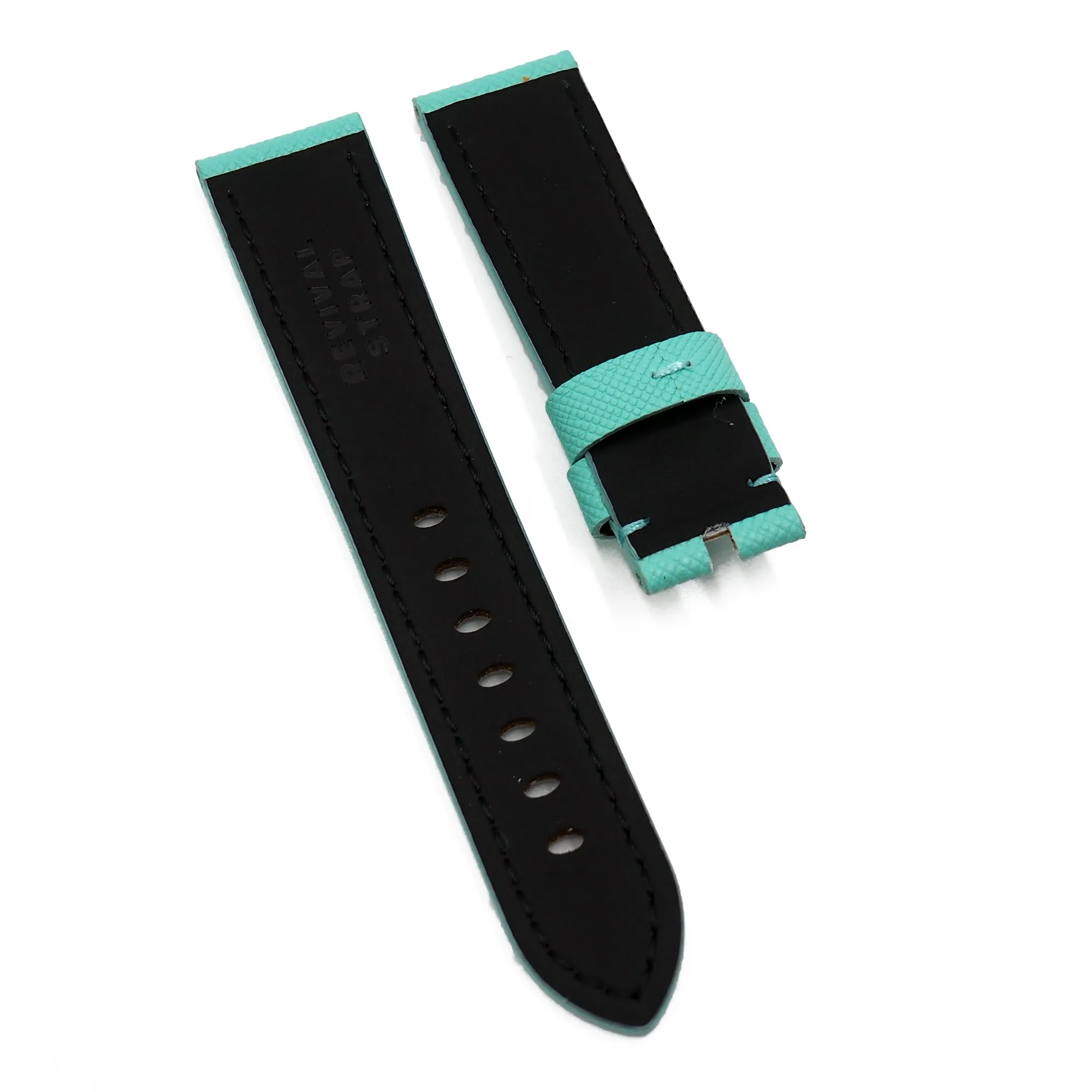 22mm Tiffany Blue Saffiano Leather Watch Strap For Panerai, Non-Padded