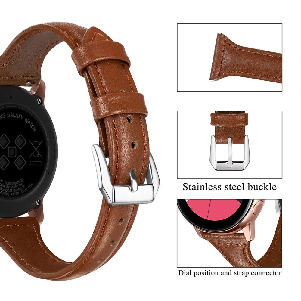 22mm Universal simple genuine leather watch strap with - Brown