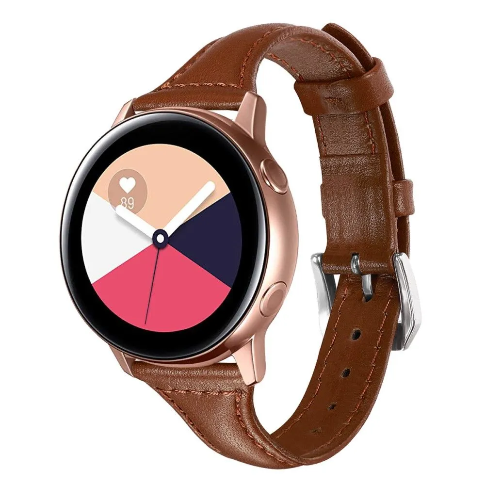 22mm Universal simple genuine leather watch strap with - Brown