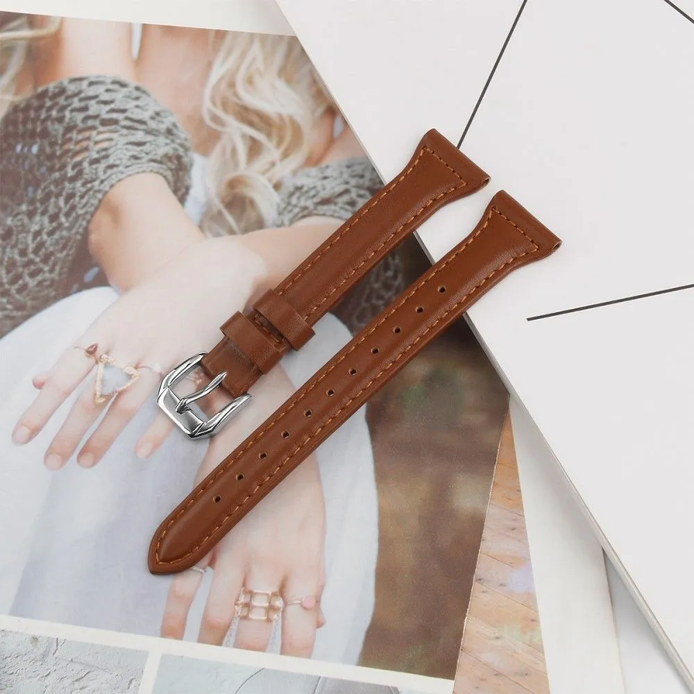22mm Universal simple genuine leather watch strap with - Brown
