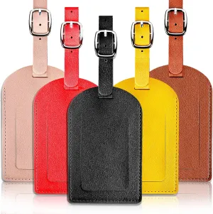 5 Pack Luggage TagsPU Leather Luggage Bag TagsLeather Luggage Bag Case Tags for Women Men TravelPremium Travel Bag Baggage Tags Suitcase Identify Labels with Privacy Cover
