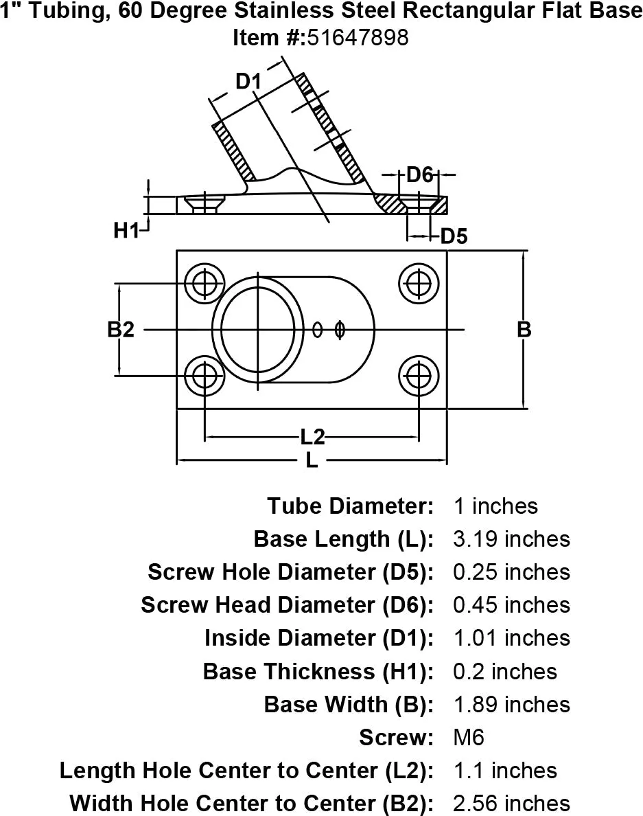 60 Degree Rectangular Base Fittings