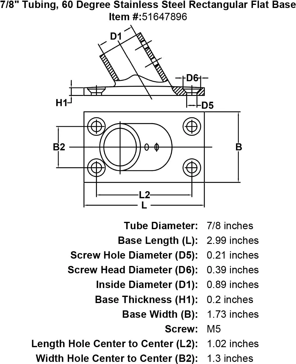 60 Degree Rectangular Base Fittings