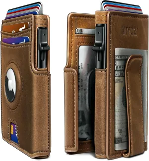 Airtag Wallet for Men,with Money Clip 10 Cards Metal Case Smart Slim Pop Up Credit Card Holder Flip with Magnetic Closure RFID Blocking wallet with Gift Box