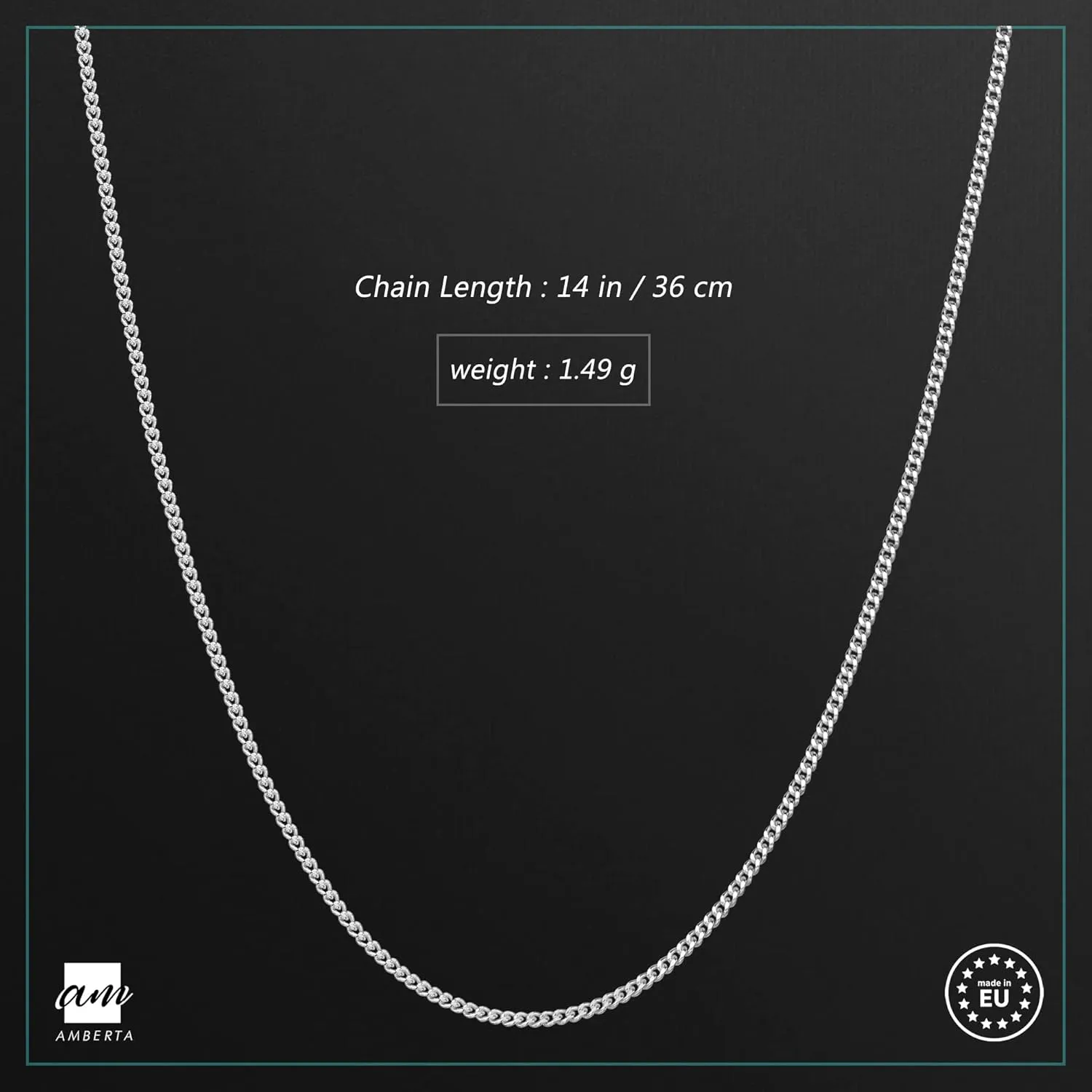 Amberta Children 925 Sterling Silver Chain Necklace (14 inch - 4 to 12 Years Old)