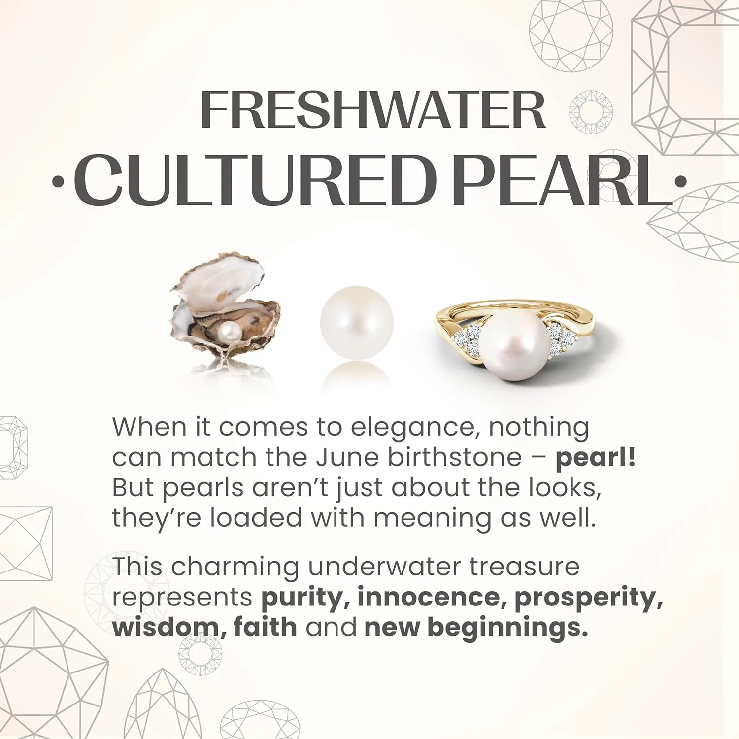 Angara Freshwater Pearl Pendant Necklace with Diamonds in Sterling Silver, 14K Solid Gold | June Birthstone, Birthday, Engagement, Anniversary, Wedding Jewelry Gift for Women