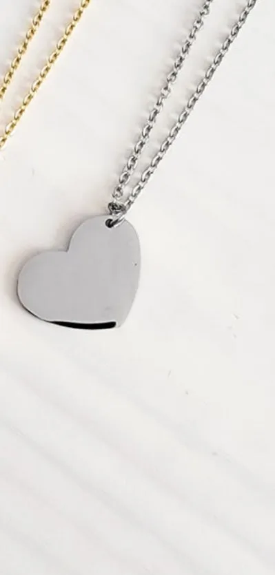Angled Heart Necklace Stainless Steel