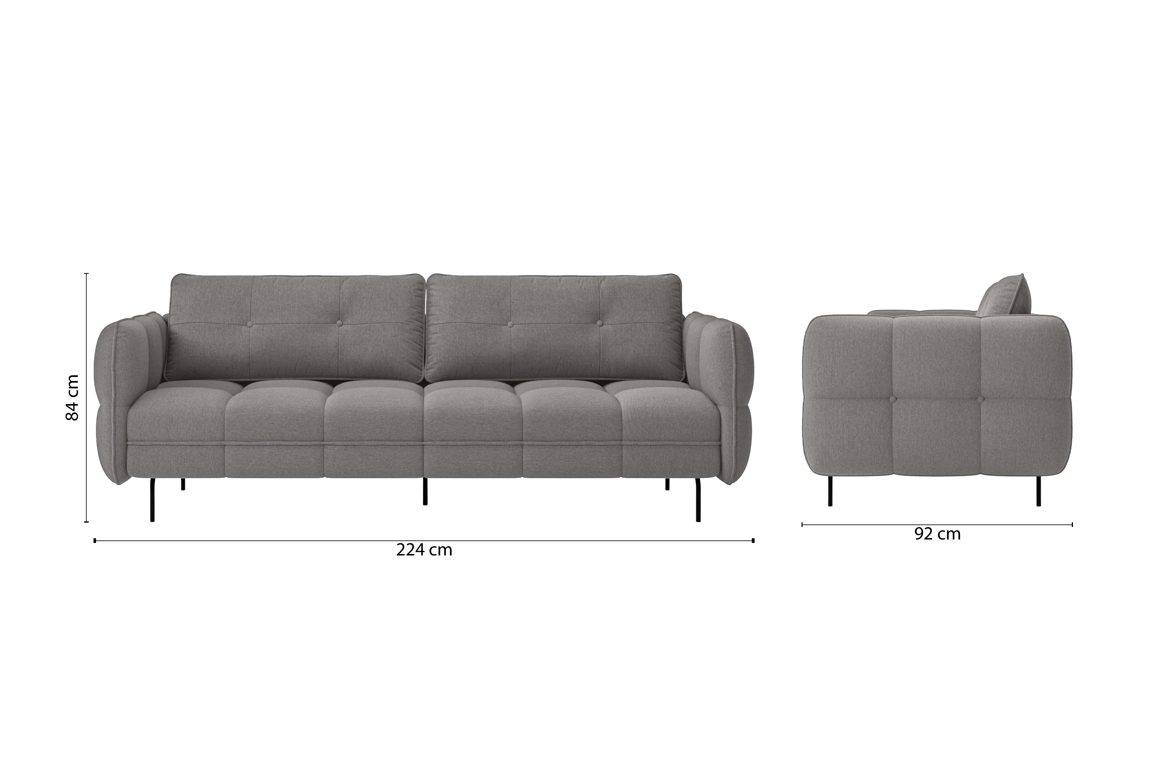 Anzio 3 Seater Sofa Grey Linen Fabric
