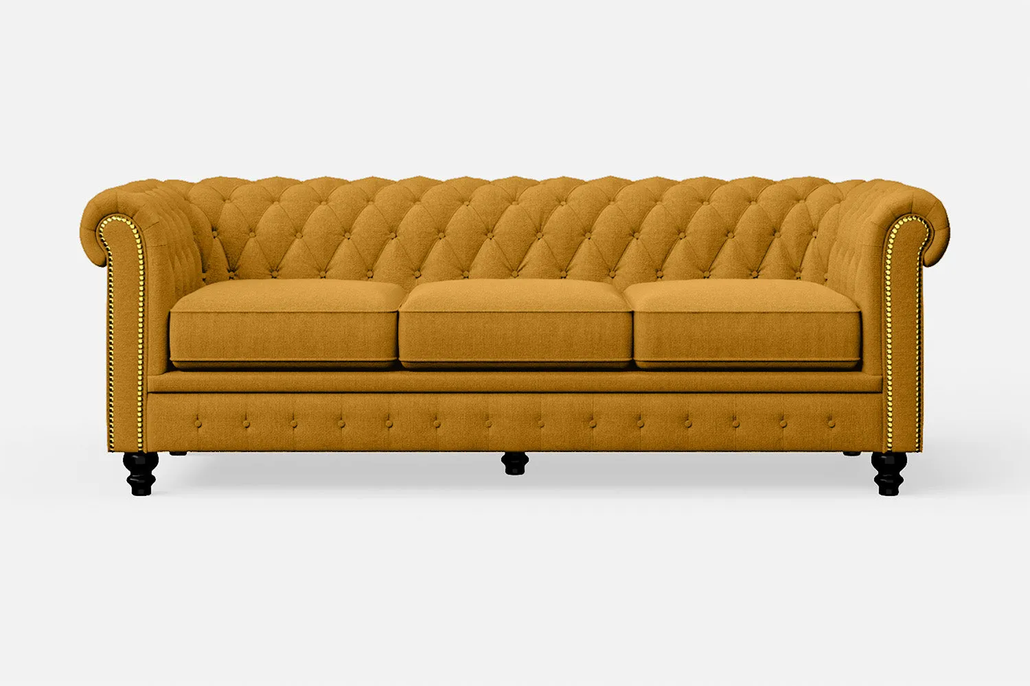 Aversa 3 Seater Sofa Yellow Linen Fabric