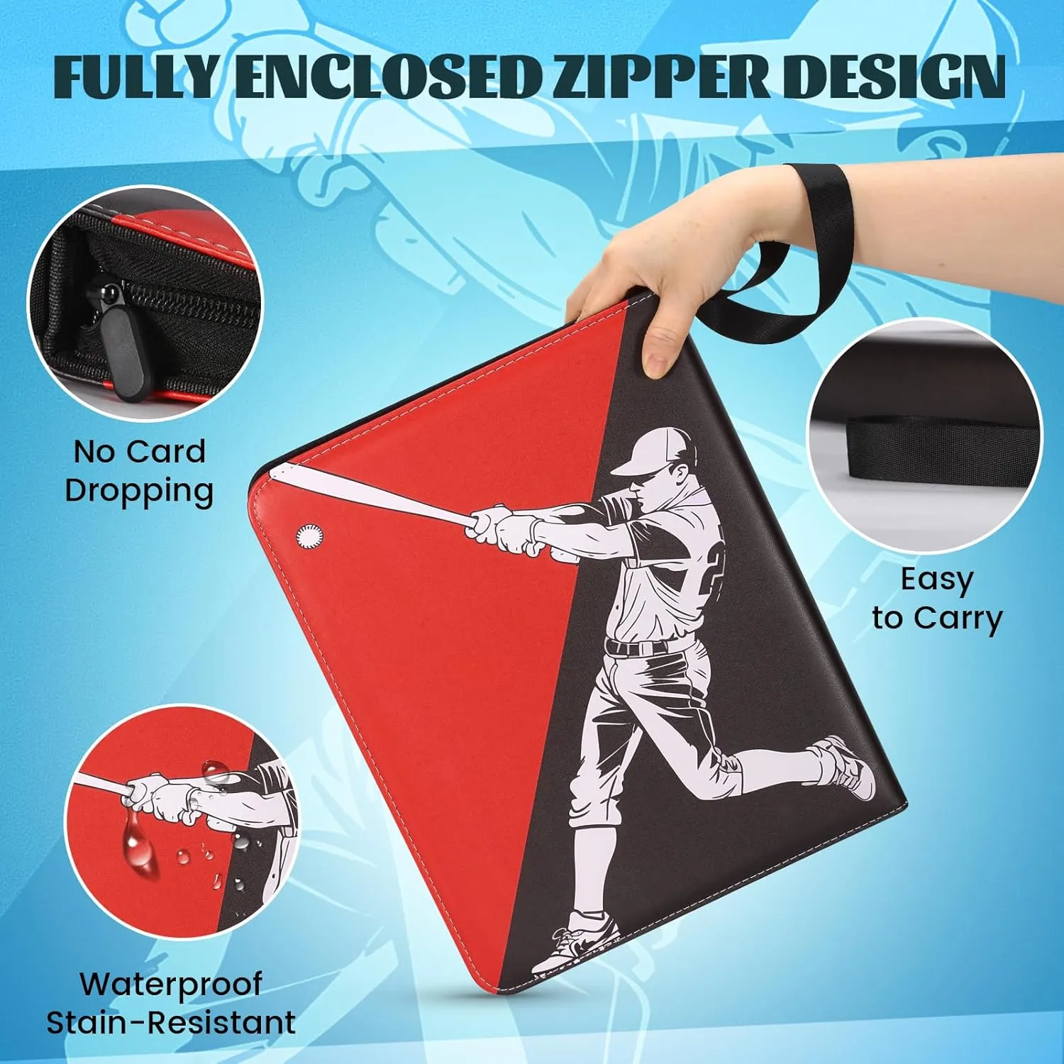 Baseball Card Binder,2025 Sports Trading Card with Sleeves Holder Album,900 Pockets Baseball Card Holder Sheets Display Storage Protectors for Collectors Boys and Girls Gift