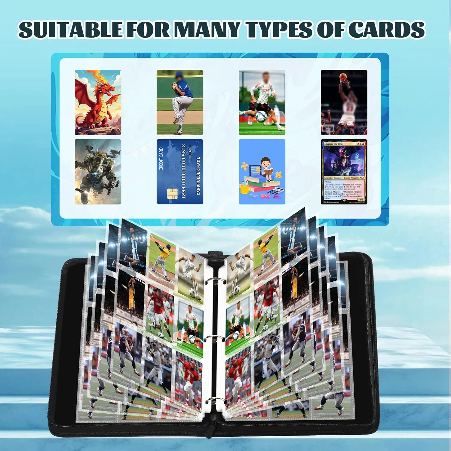 Baseball Card Binder,2025 Sports Trading Card with Sleeves Holder Album,900 Pockets Baseball Card Holder Sheets Display Storage Protectors for Collectors Boys and Girls Gift