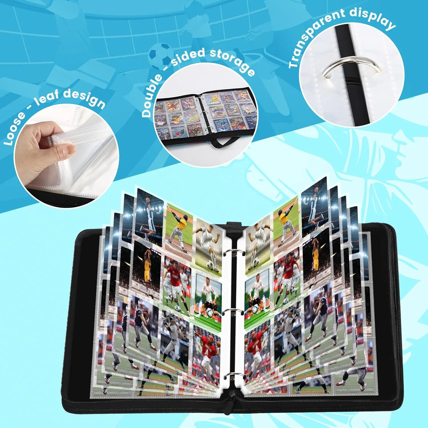 Baseball Card Binder,2025 Sports Trading Card with Sleeves Holder Album,900 Pockets Baseball Card Holder Sheets Display Storage Protectors for Collectors Boys and Girls Gift