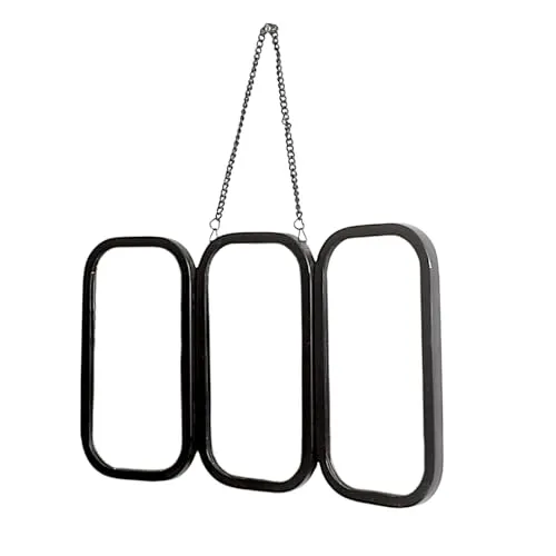 Black Triple Wall Hanging Mirror, 51cm L x 2cm W x 31cm H
