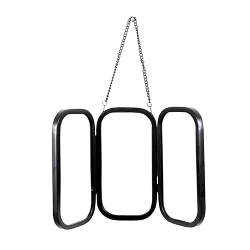 Black Triple Wall Hanging Mirror, 51cm L x 2cm W x 31cm H