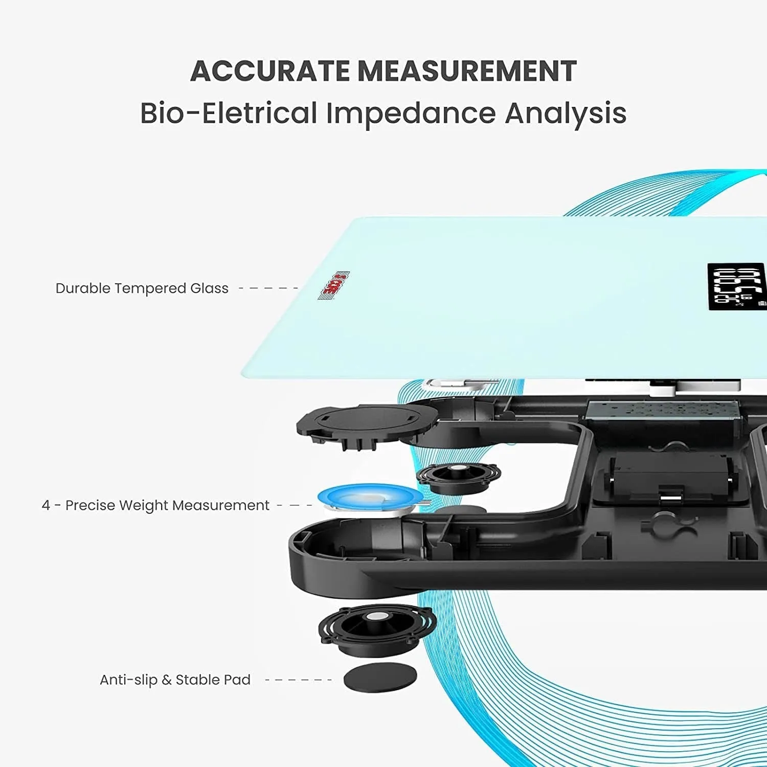 Digital Bathroom Scale - Precision Body Weight Weighing, Step-On Technology, 400 lbs. Capacity