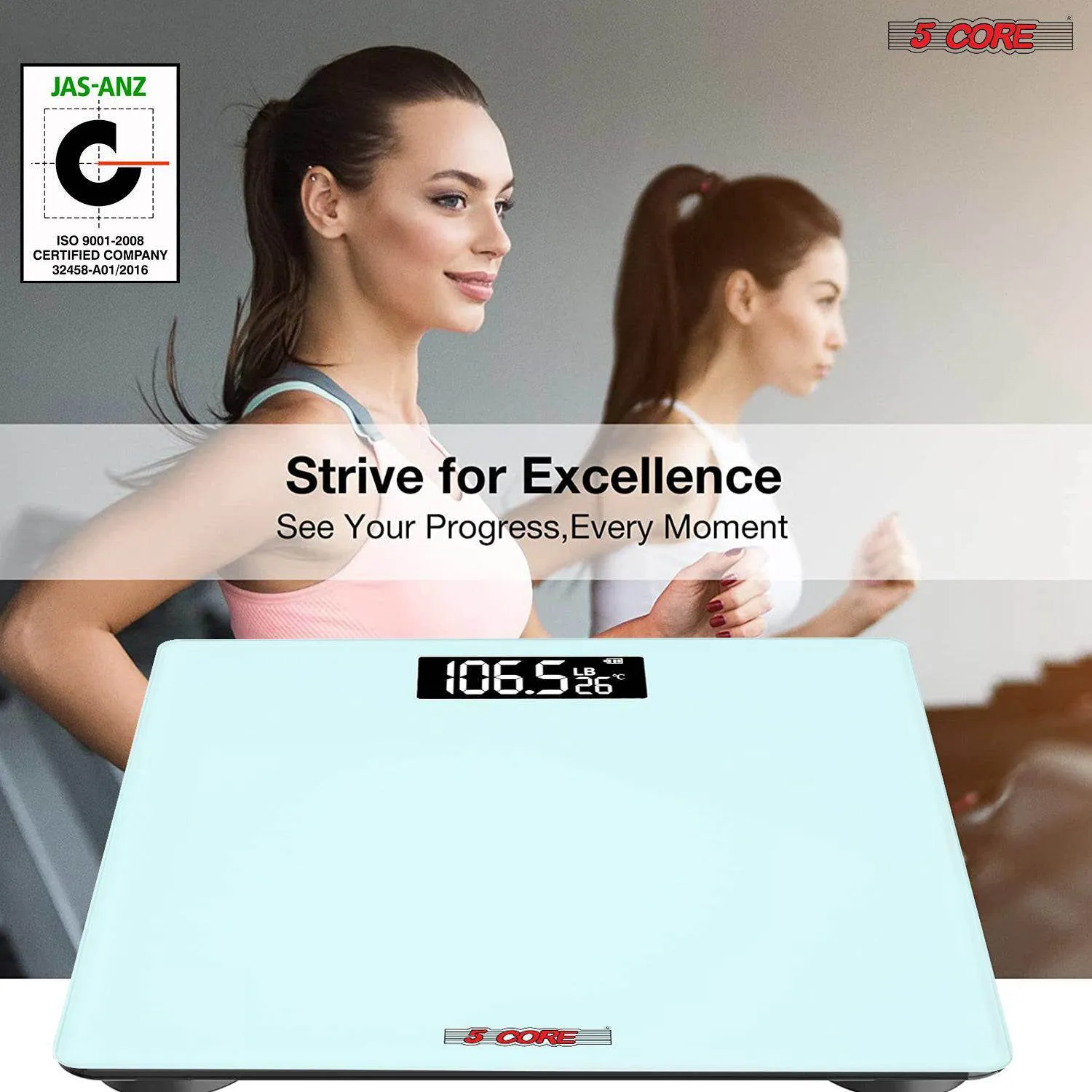 Digital Bathroom Scale - Precision Body Weight Weighing, Step-On Technology, 400 lbs. Capacity
