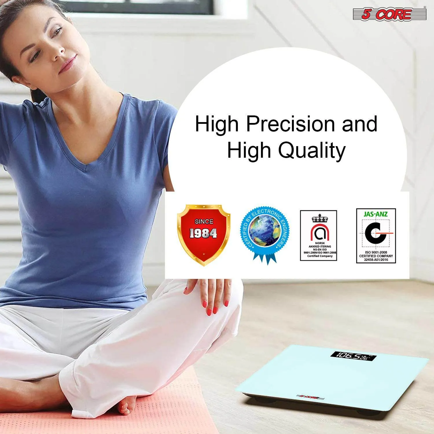 Digital Bathroom Scale - Precision Body Weight Weighing, Step-On Technology, 400 lbs. Capacity