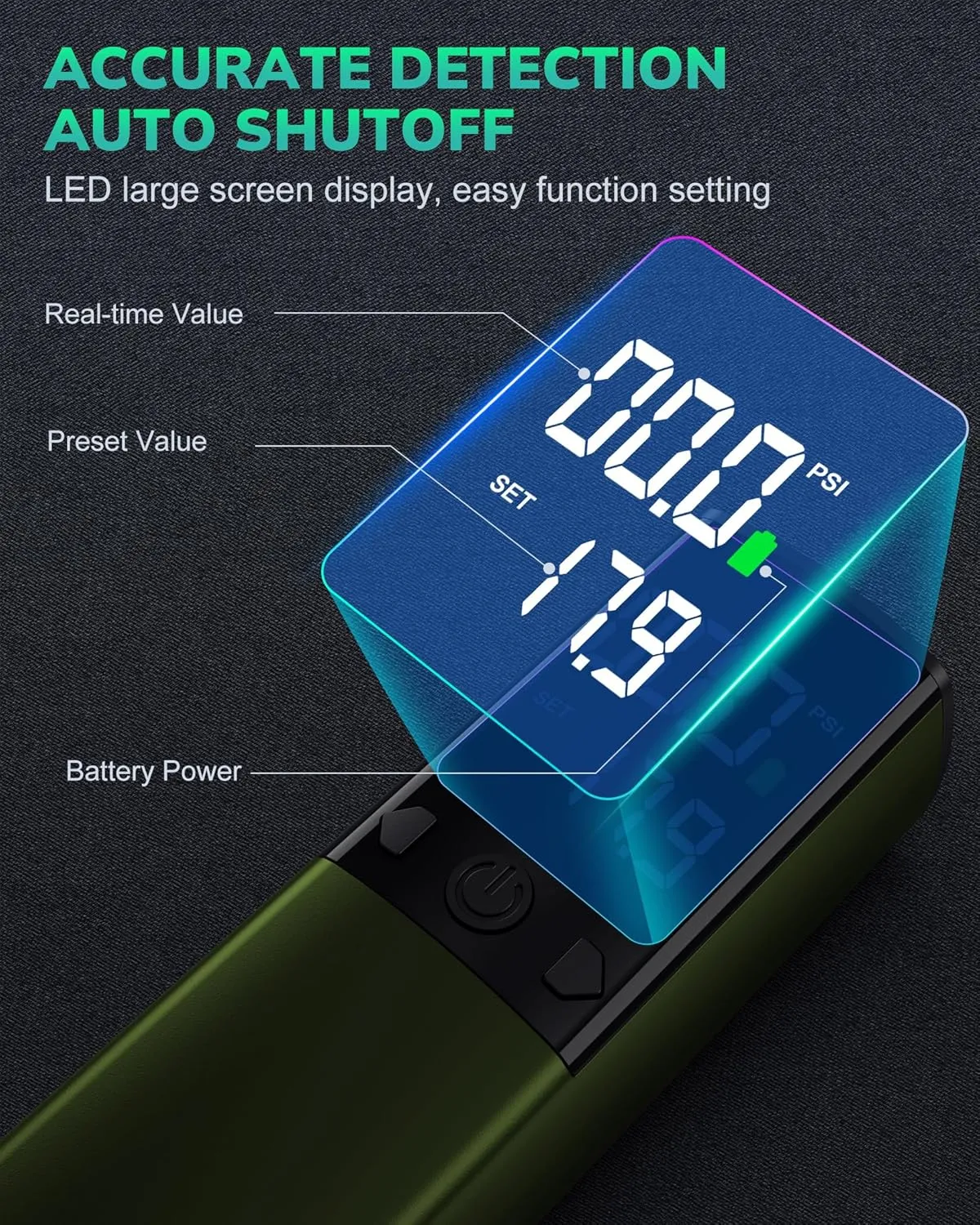 Electric Ball Pump - Portable Air Pump with LED Light, Precise Pressure Gauge and Digital LCD Display for Basketball, Soccer Ball, Volleyball, Football, Fast Inflation of Sports Ball (Max 18 PSI)