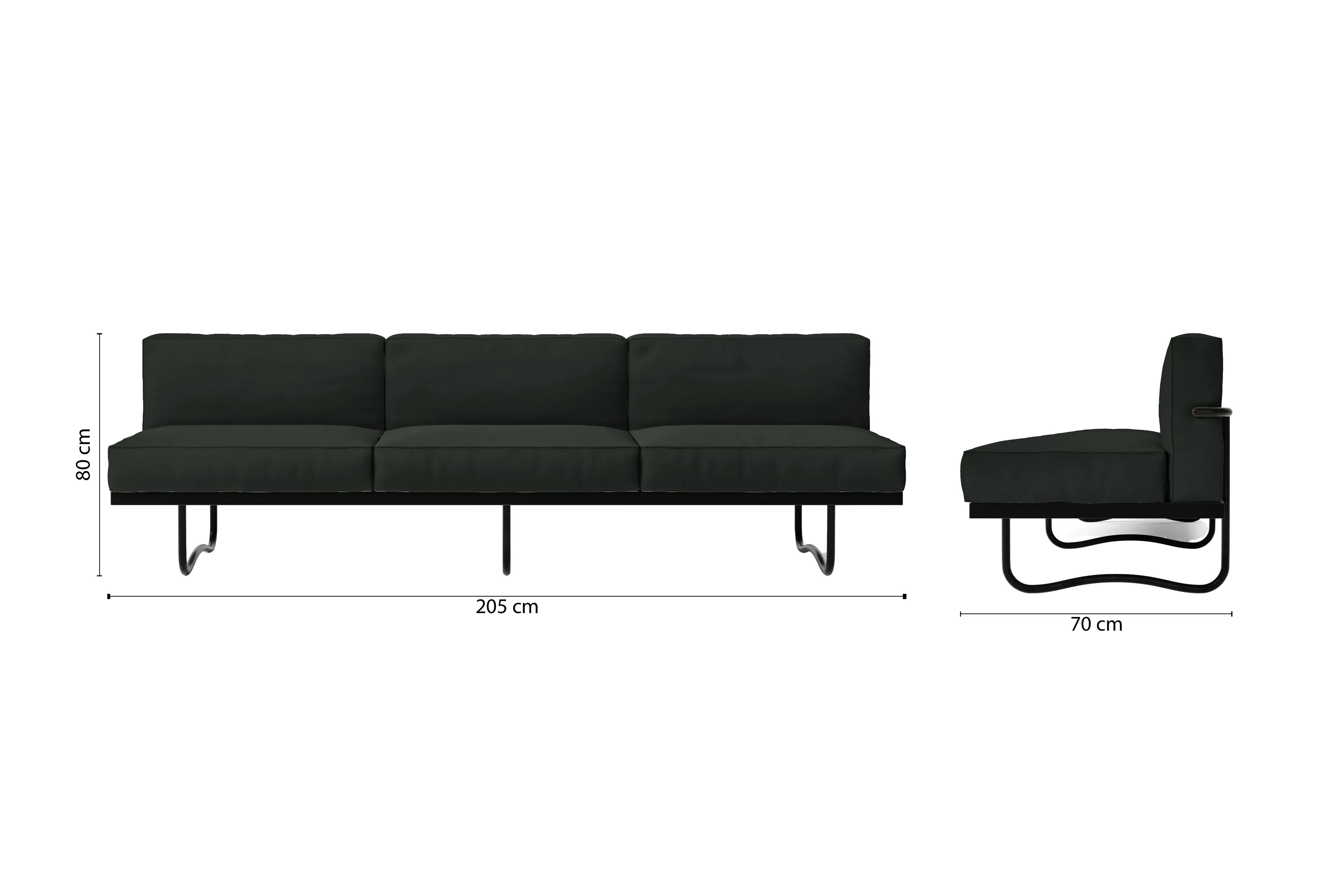 Emilia 3 Seater Sofa Green Leather