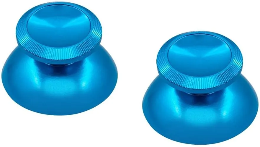 Gam3Gear Thumbsticks Analog Bullet Button Aluminum Custom Metal Replacement Joystick Thumb Sticks Buttons Hats Spare Parts Accessories for Playstation 4 PS4 DualShock 4 Modded Controllers Light Blue
