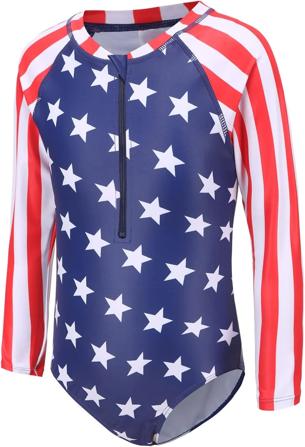 Girls Long Sleeve Rash Guard One Piece Swimsuit Kids UPF 50  Sun Protection Swimwear Rainbow Striped Bathing Suit 3-14 Years