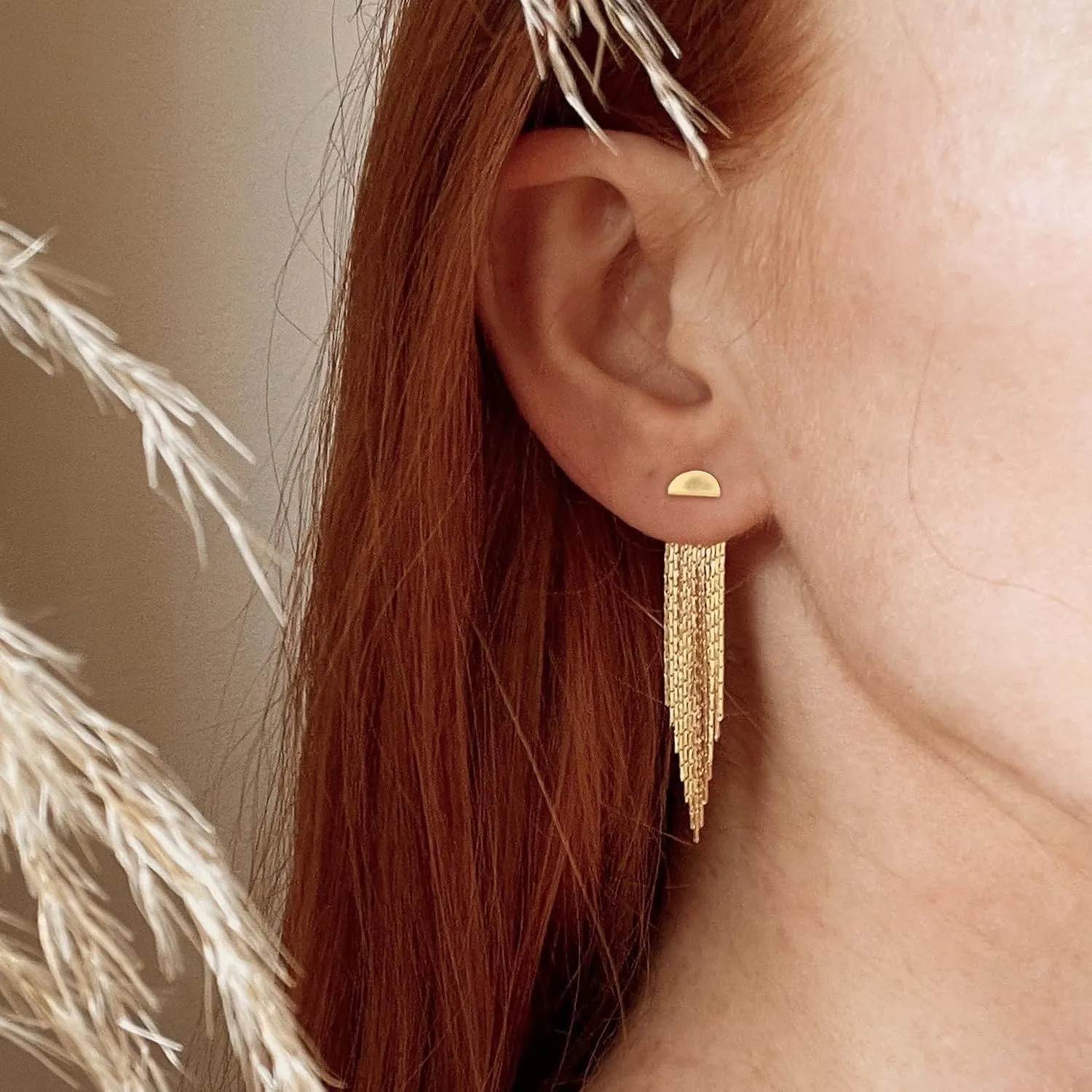 Gold Earrings for Women, 14K Dangle Earrings for Women Trend, Hypoallergenic Gold-Plated Long Tassel Drop Chain Delicate Elegant Earrings