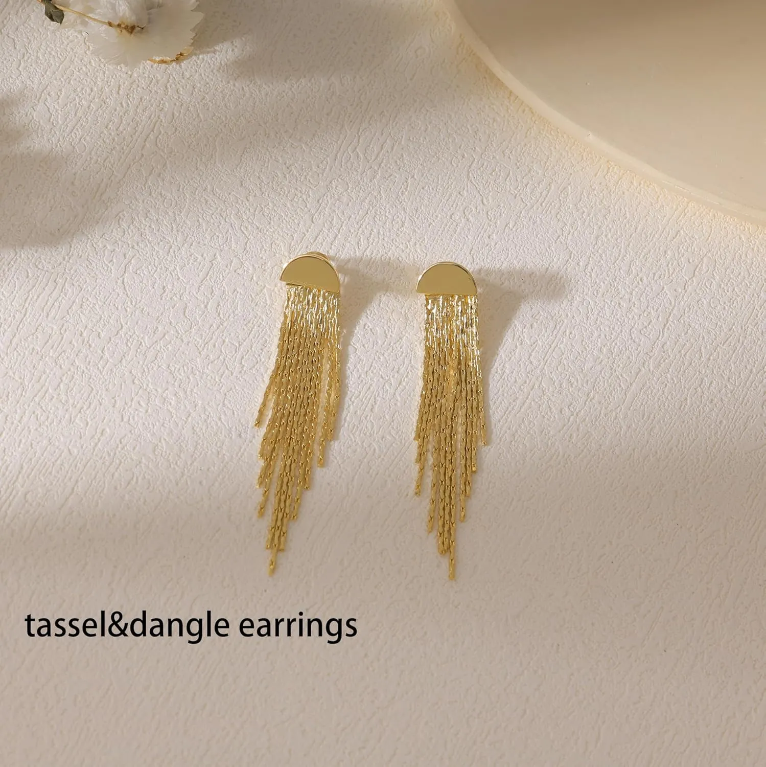 Gold Earrings for Women, 14K Dangle Earrings for Women Trend, Hypoallergenic Gold-Plated Long Tassel Drop Chain Delicate Elegant Earrings