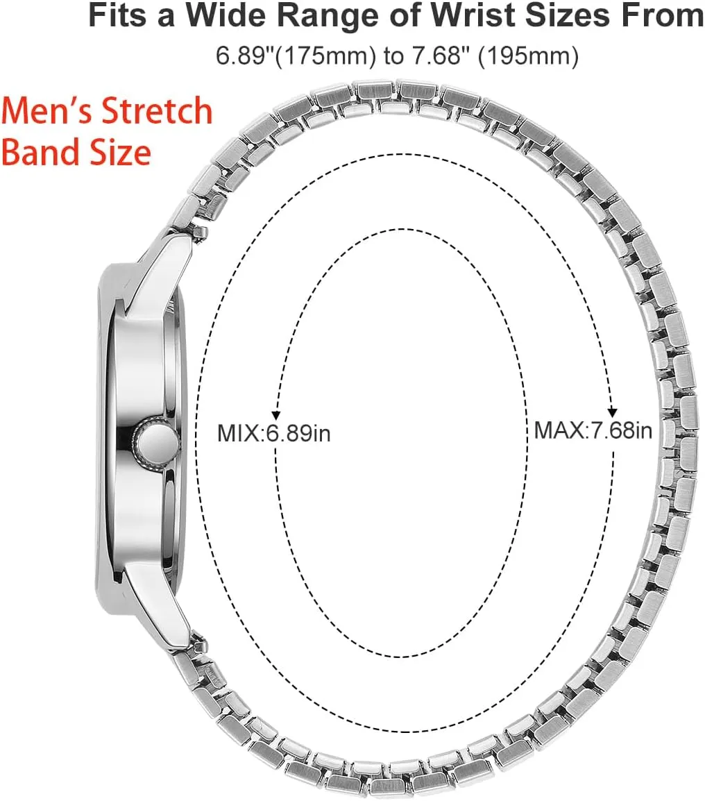 Gosasa Easy-to-Read Quartz Watch for Seniors, Large Numerals, Calendar, 30m Water Resistance, Luminous,Women's Men's Stainless Steel Wrist Watch