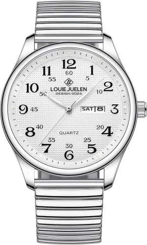Gosasa Easy-to-Read Quartz Watch for Seniors, Large Numerals, Calendar, 30m Water Resistance, Luminous,Women's Men's Stainless Steel Wrist Watch