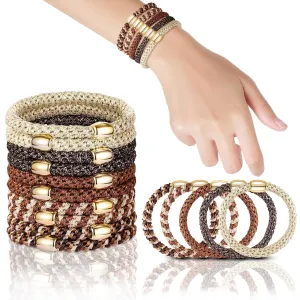 Hair Ties No Damage - 10PCS Ponytail Holders - Elastic Hair Ties for Thick Hair - Braided Hair Bands for Women Girls's Hair - Wood Grain