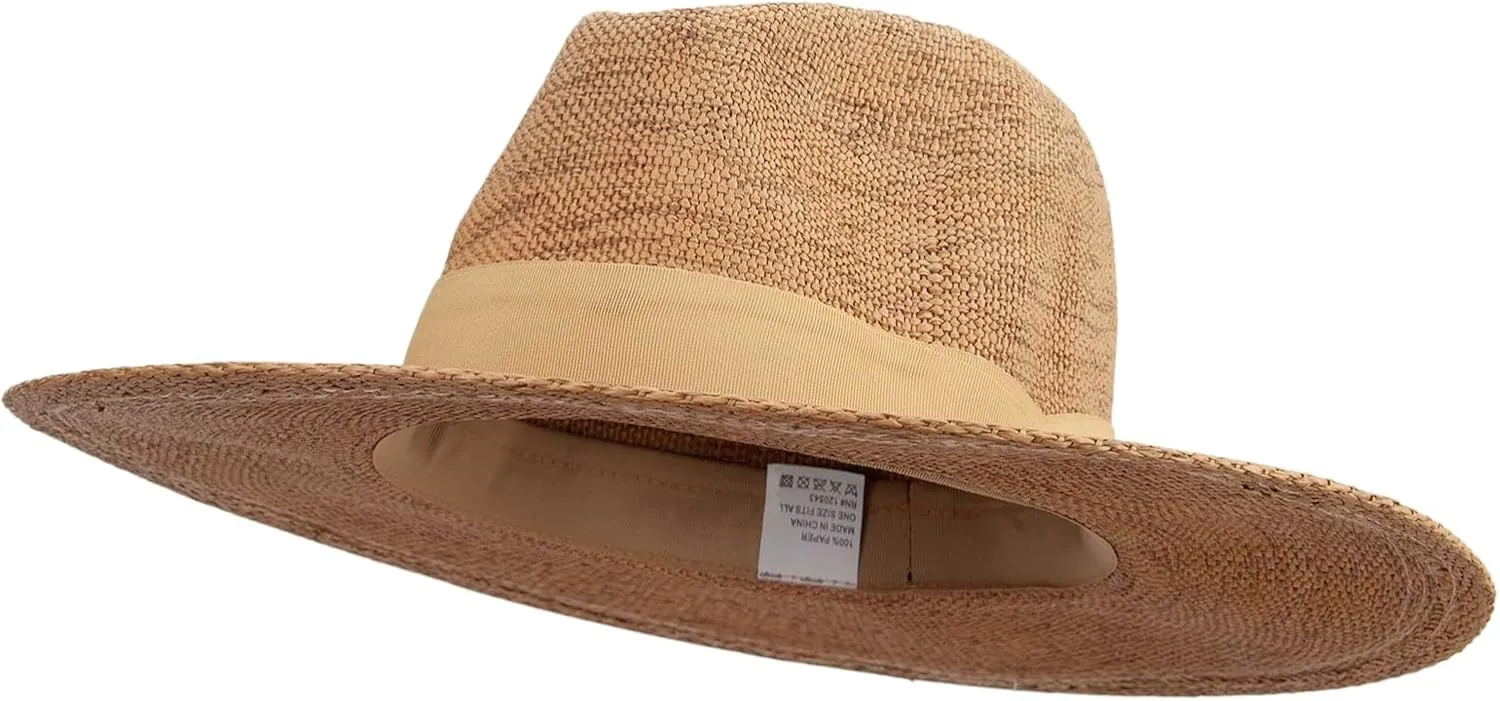 Jeanne Simmons Women's Flat Brim Woven Paper Fedora Hat