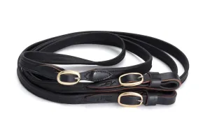 Joined French Leather Reins - Black