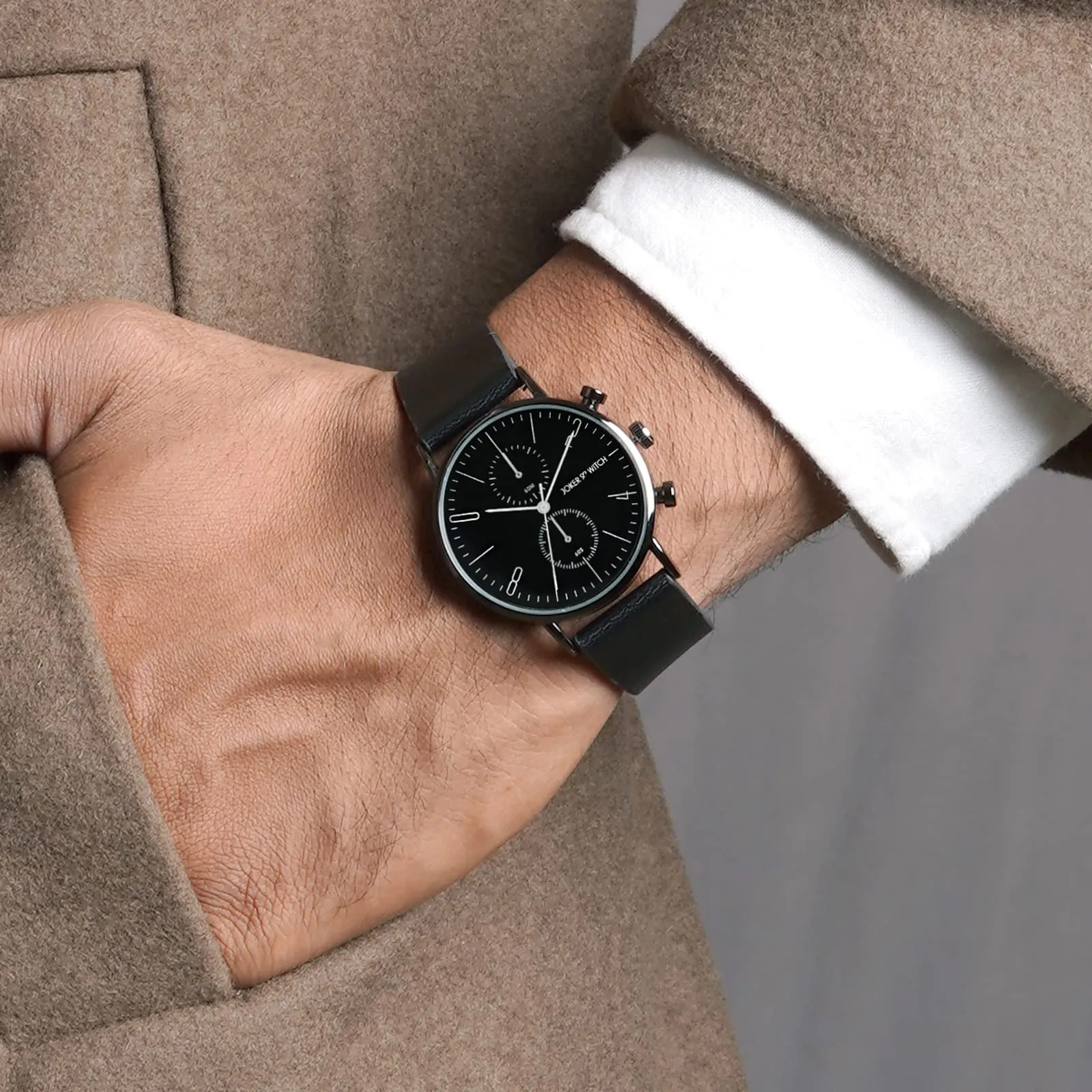 Joker & Witch Leather Bangkok Black Pu Analogue Watch For Men
