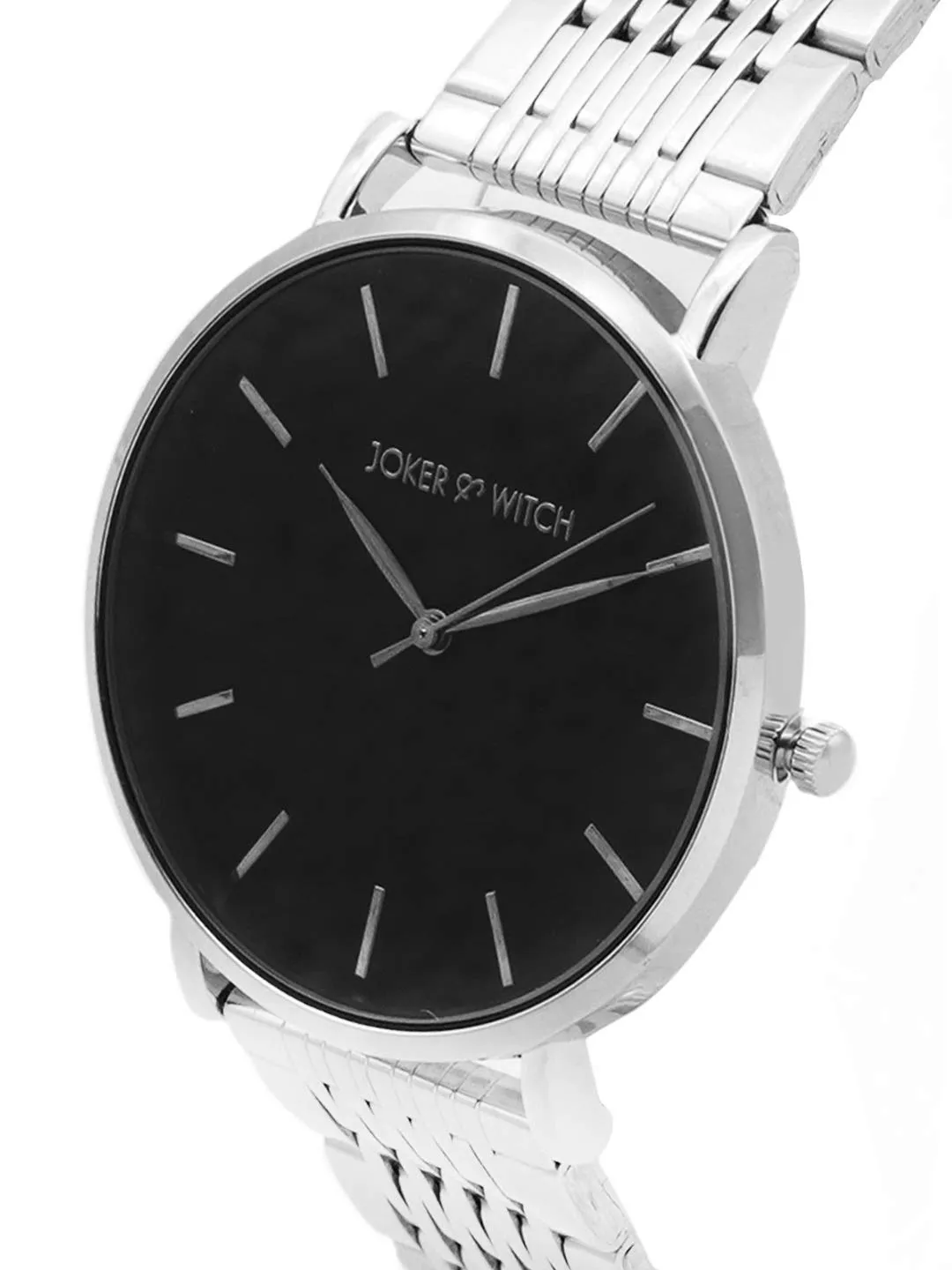 Joker & Witch Signature Black Dial Silver Watch for Women
