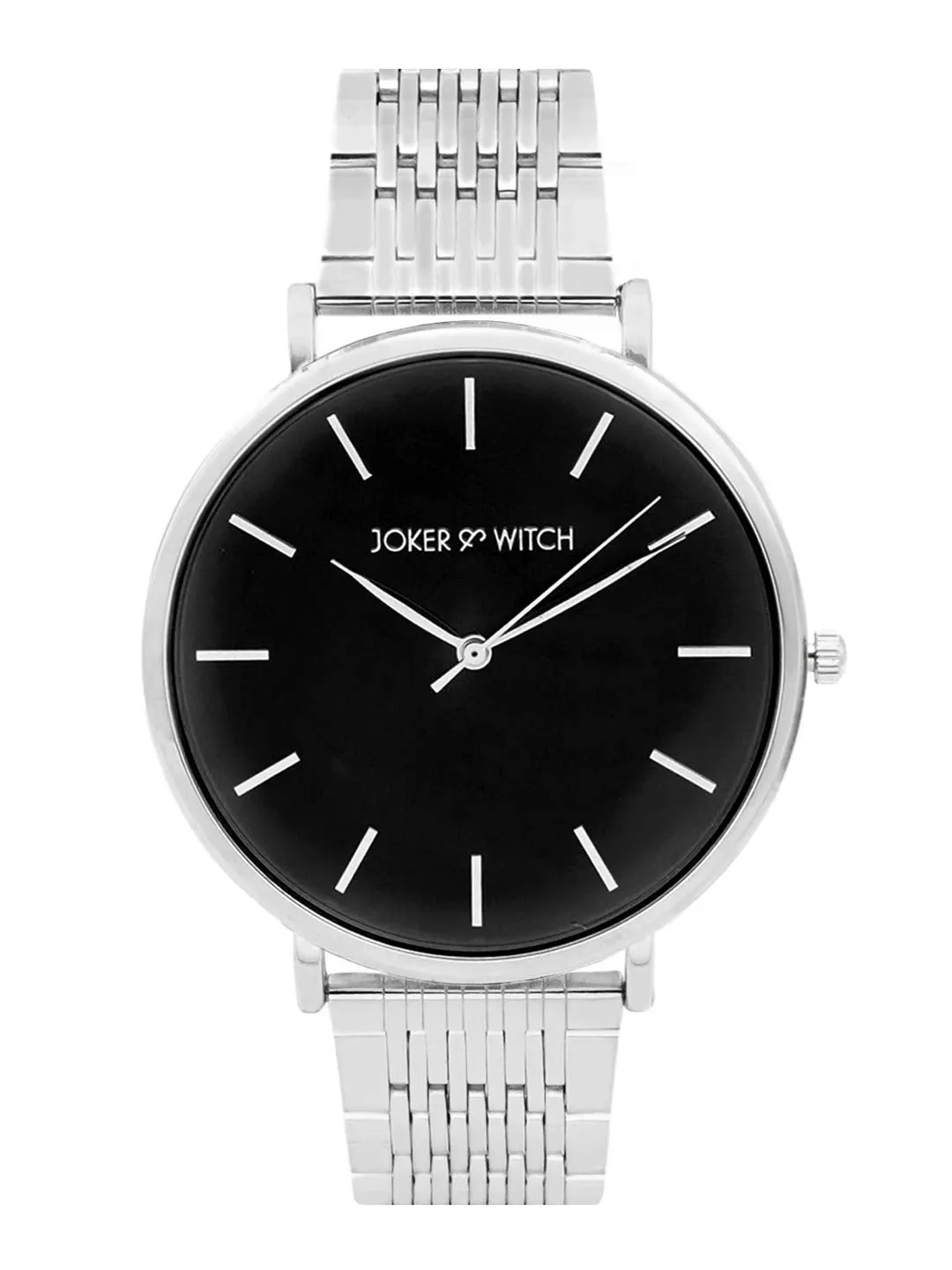 Joker & Witch Signature Black Dial Silver Watch for Women