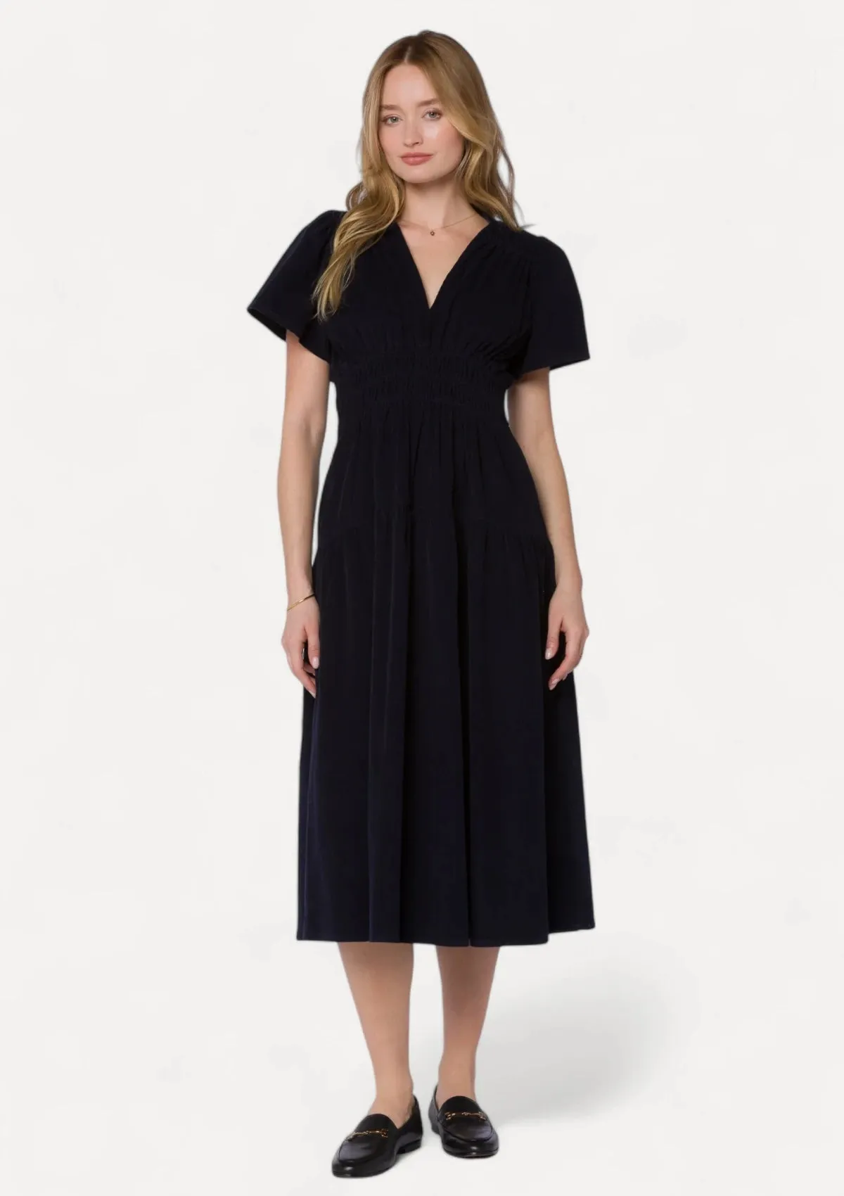 Julissa Short Flutter Sleeve - Dark Navy