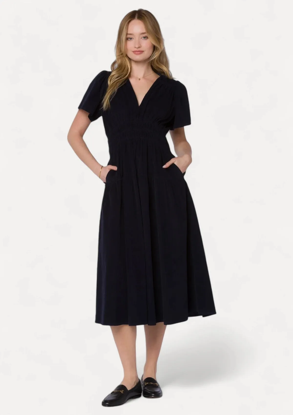 Julissa Short Flutter Sleeve - Dark Navy