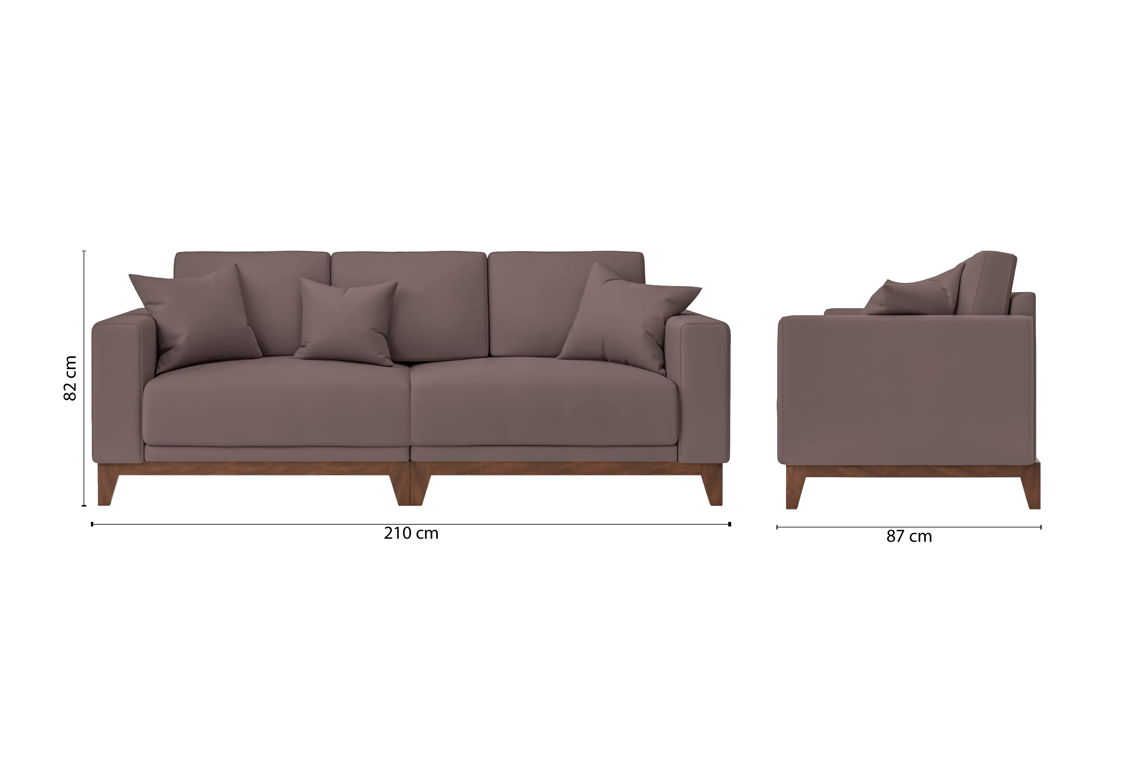 Lucca 3 Seater Sofa Rose Taupe Leather
