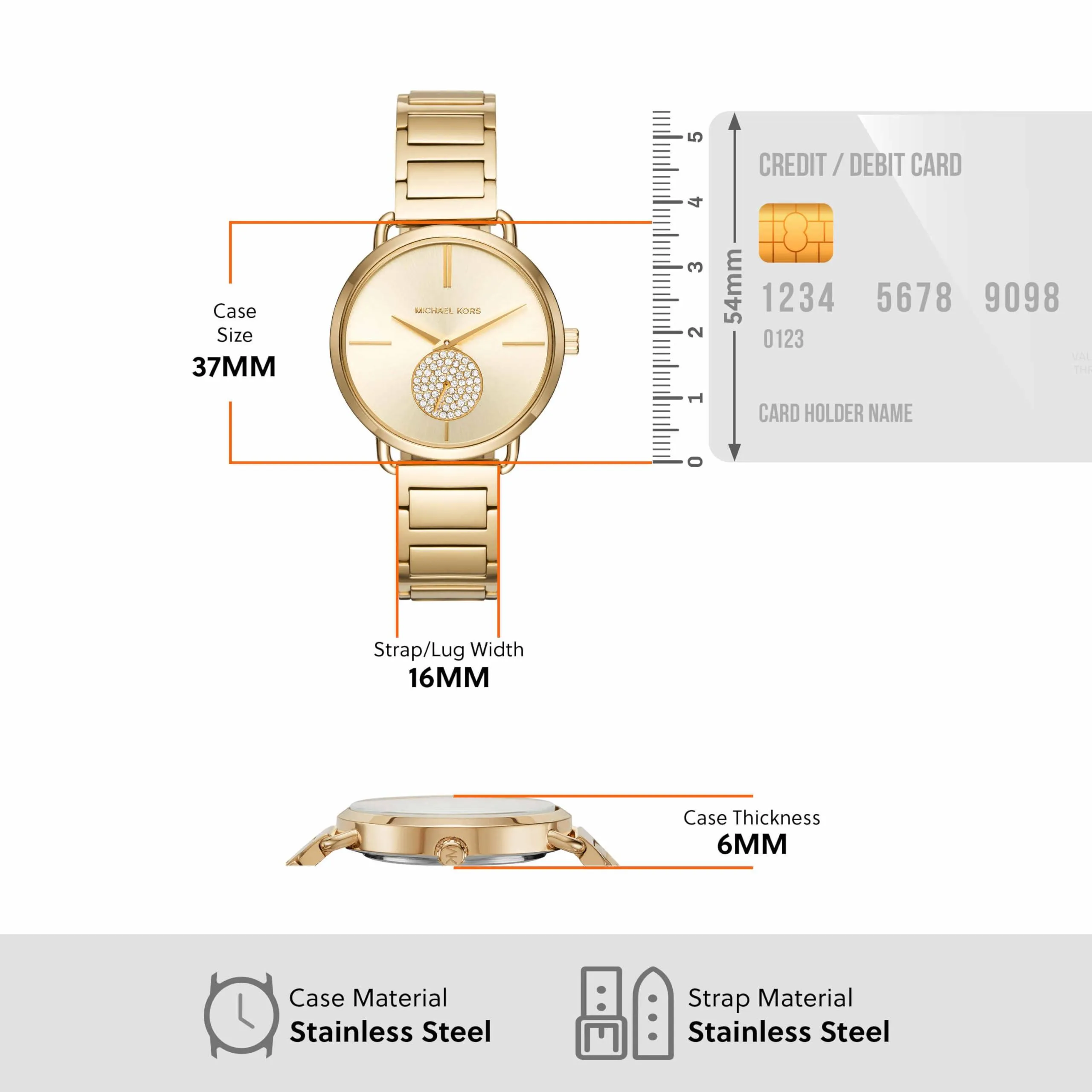 Michael Kors Women's Portia Three-Hand Stainless Steel Watch