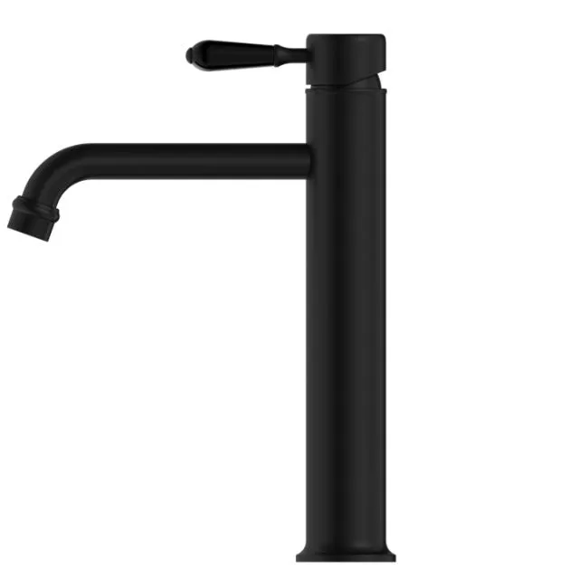 Nero York Straight Tall Basin Mixer With Metal Lever Matte Black