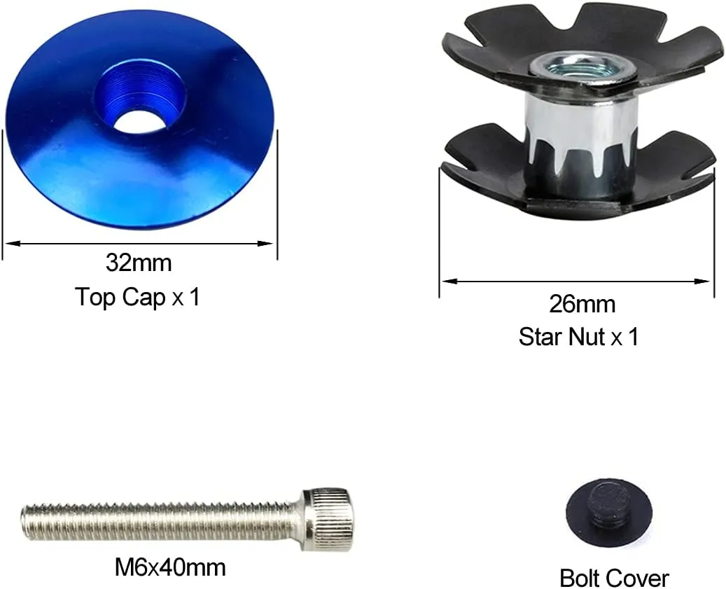 PLATT Bike Headset Top Cap Aluminum Alloy Headset Star Nut Stem Cap Fits 1-1/8" Stems and Forks
