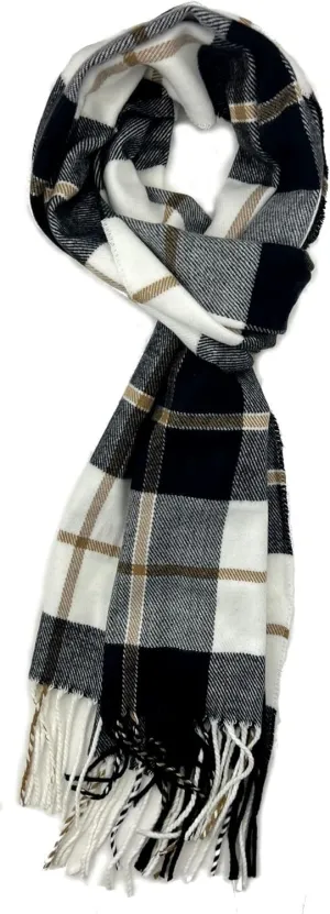 Plum Feathers Plaid Check and Solid Cashmere Feel Winter Scarf, Warm Scarfs, Cold Weather Accessories, Fringe Scarves
