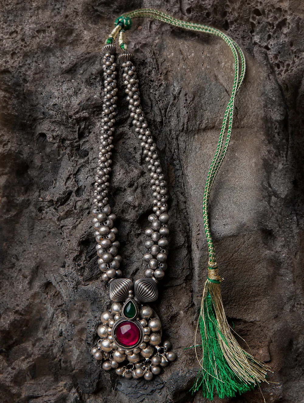 Pure Silver Traditional Maharashtrian Neckpiece - Saajghat Thushi