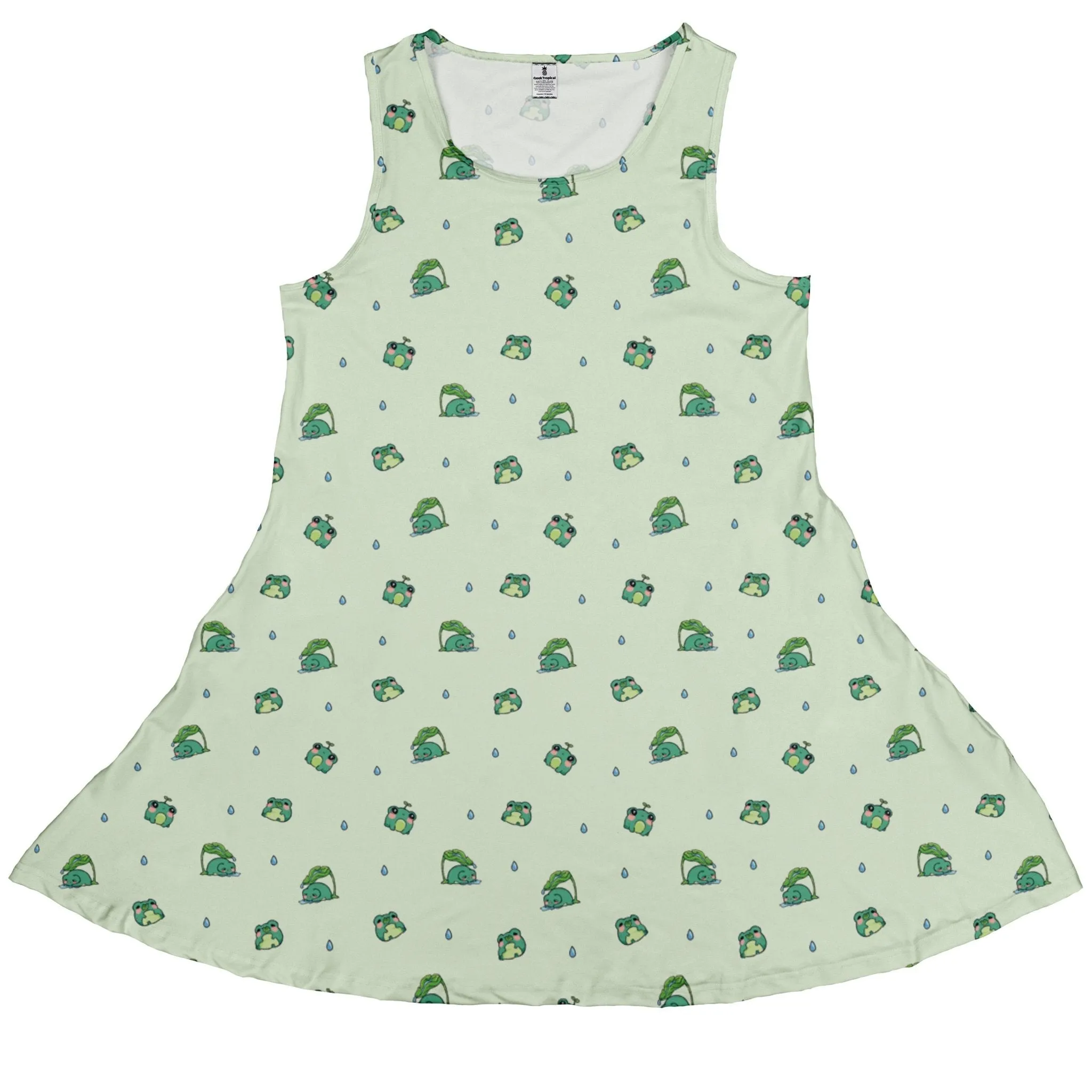 Raining Frogs Pastel Green Dress
