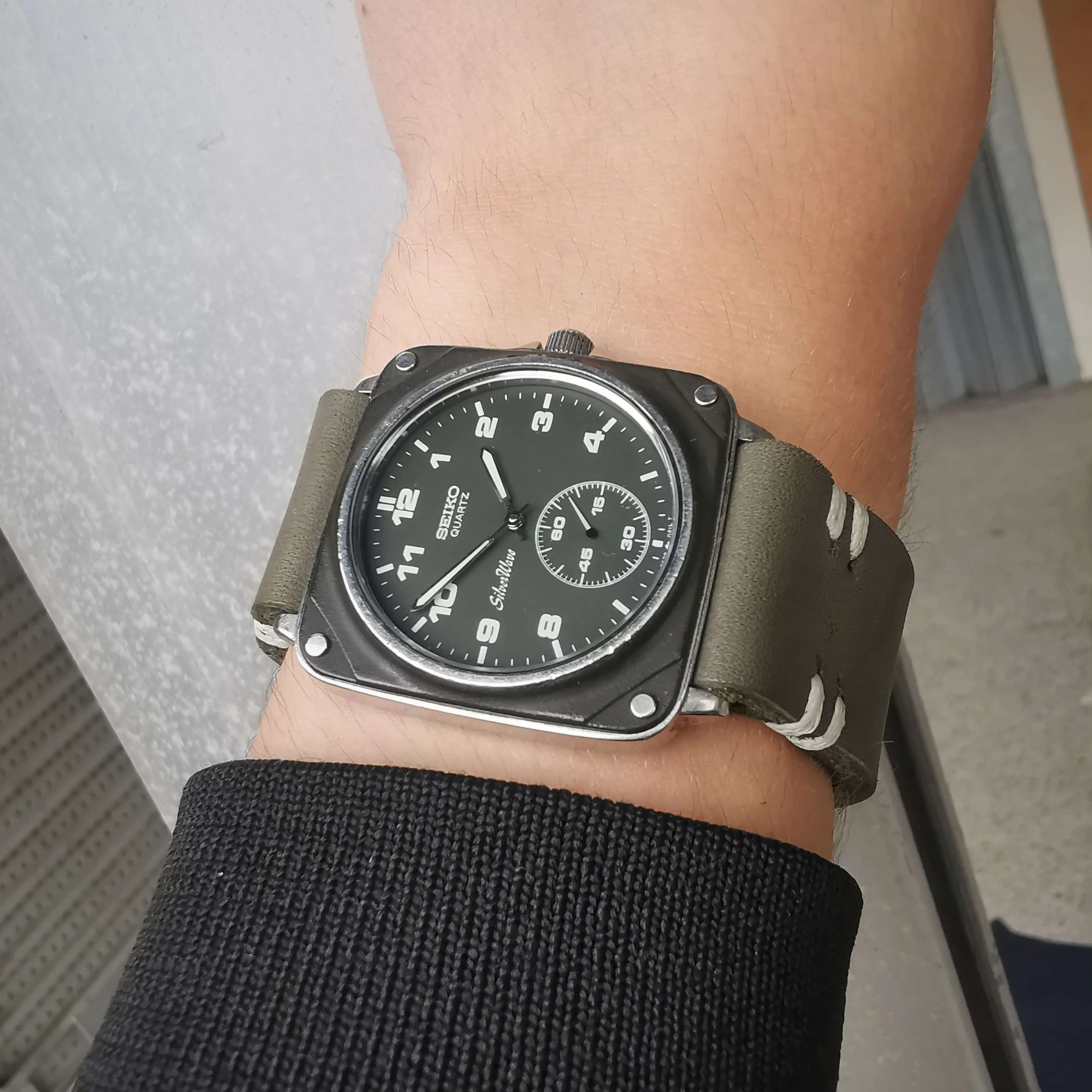 Rare Seiko SilverWave Mens Vintage Watch // Green Edition // Ref 2628-021L // Handcrafted Real Leather Strap