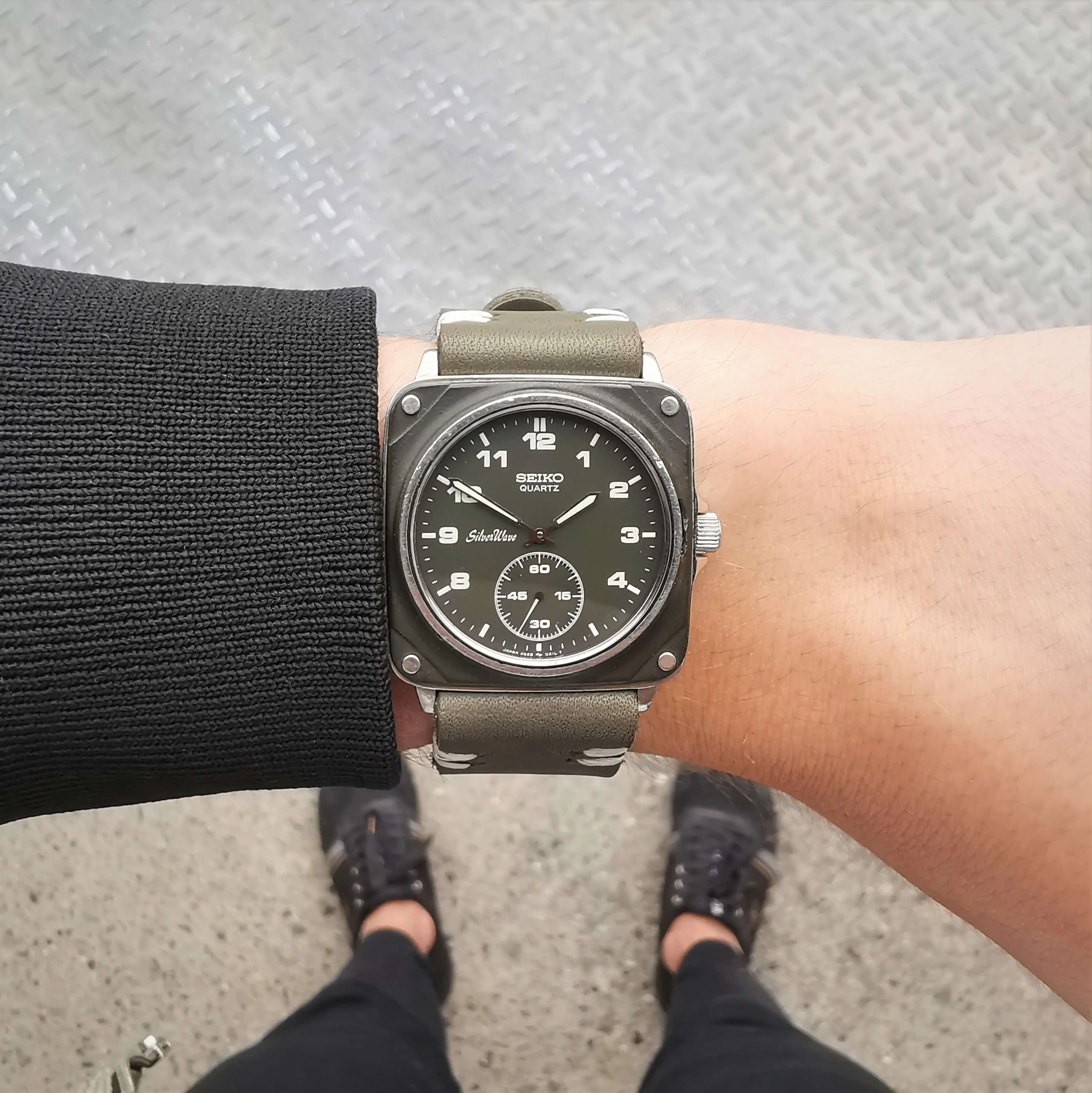 Rare Seiko SilverWave Mens Vintage Watch // Green Edition // Ref 2628-021L // Handcrafted Real Leather Strap