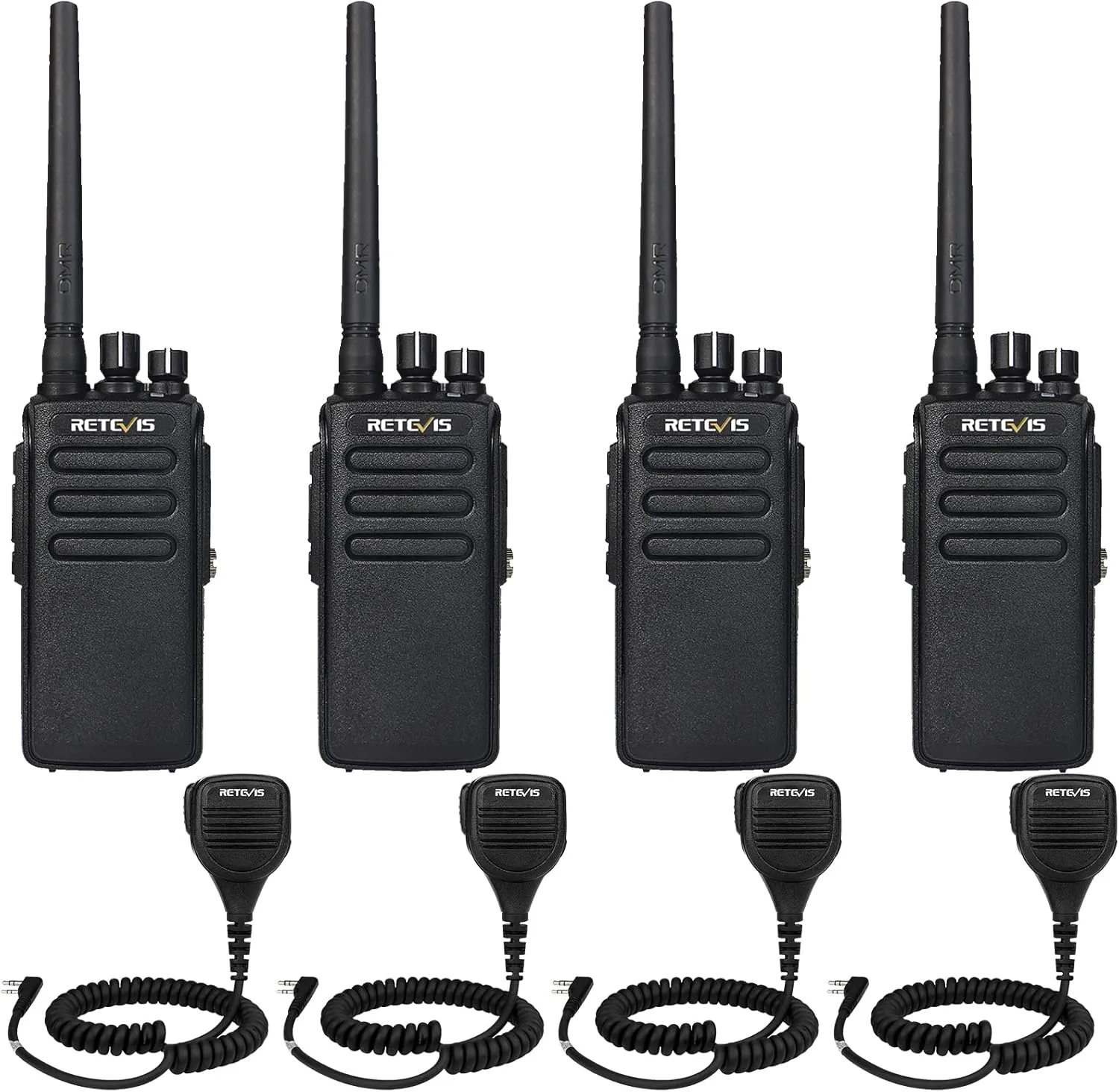 Retevis RT81 Waterproof DMR Radios,IP67,Walkie Talkies with Mic,Group Call,2200mAh,Long Range Two Way Radio for Construction Manufacture(4 Pack)